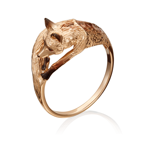 Кольцо из золота с эмалью "Лисичка", ЮЗ Платина 