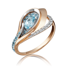 01-5150-00-201-1110-46 Кольцо из золота с голубым топазом, Платина Кострома