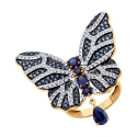 Кольцо "Бабочка" из золота с синим корундом арт. 716358 SOKOLOV