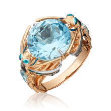 Кольцо "Стрекозы" из золота с топазом и эмалью арт. 01-5412-00-201-1110-46 PLATINA Jewelry