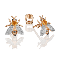 Серьги «Пчёлы» из золота с цитрином и натуральными топазами white арт. 02-4683-00-282-1110-57 PLATINA Jewelry