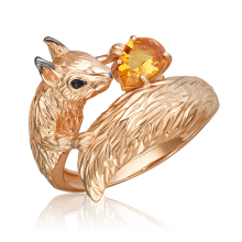 Кольцо "Белочка" из золота с цитрином и эмалью арт. 01-5783-00-206-1110 PLATINA