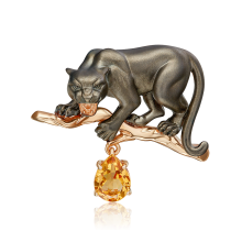 Брошь "Пантера" из золота с цитрином арт. 04-0296-00-206-1110 PLATINA
