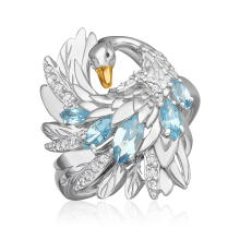 Кольцо "Лебедь" из белого золота с топазом арт. 01-5784-00-201-1120 PLATINA