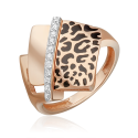 Кольцо с принтом "Леопард" из золота с эмалью арт. 01-5713-00-401-1110 PLATINA Jewelry