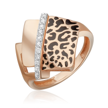 Кольцо с принтом "Леопард" из золота с эмалью арт. 01-5713-00-401-1110 PLATINA Jewelry
