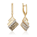 Серьги с принтом "Леопард" из желтого золота с эмалью арт. 02-5191-00-401-1130 PLATINA Jewelry