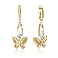 Серьги "Бабочки. Мгновения красоты" из желтого золота с бриллиантом - PLATINA  Jewelry