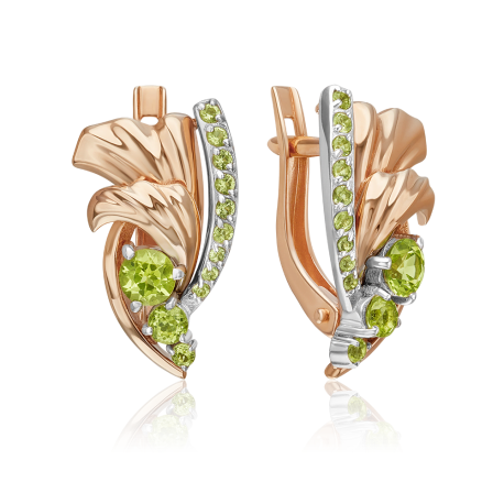 Серьги "Стихия земли" из золота с хризолитом PLATINA 02-5175-00-205-1111 