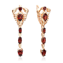 Серьги "Скорпион" из золота с гранатом 02-5294-00-204-1110 PLATINA