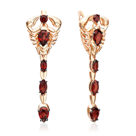 Серьги "Скорпион" из золота с гранатом 02-5294-00-204-1110 PLATINA