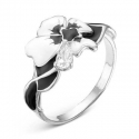 2388202Д Кольцо цветок из серебра с эмалью и фианитом, Красная Пресня