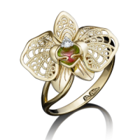 Кольцо "Орхидея" из золота с эмалью PLATINA JEWELRY