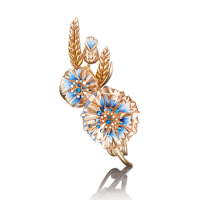 Брошь 04-0187-00-000-1110-59 "Васильки" из золота с эмалью PLATINA Jewelry