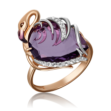Кольцо из золота с аметистом "Фламинго" 01-5287-00-225-1110-46, Платина Кострома