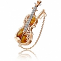 Брошь "Скрипка" из золота с янтарем арт. 04-0208-00-271-1110-58 PLATINA JEWELRY