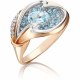 Кольцо из золота с голубым топазом, Платина Кострома