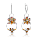 Серьги "Орхидеи" из серебра с цитрином и эмалью - PLATINA Jewelry