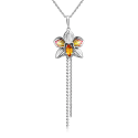 Подвеска "орхидея" из серебра с цитрином и эмалью - PLATINA Jewelry