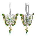 Серьги "Бабочка" из серебра с эмалью PLATINA Jewelry
