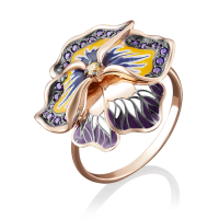 Кольцо "Виола" из золота с эмалью арт. 01-4847-00-404-1110-65 PLATINA JEWELRY