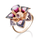 Кольцо-цветок из золота с эмалью арт. 01-4885-00-404-1110-65, ПЛАТИНА КОСТРОМА