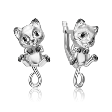Серьги из серебра с эмалью PLATINA Jewelry - Кошечка