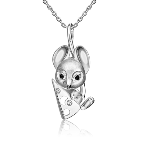 Подвеска из серебра с эмалью PLATINA Jewelry - Мышка