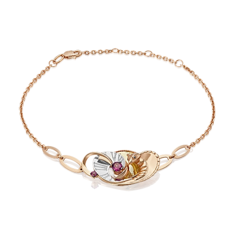 Браслет из золота с гранатом PLATINA Jewelry - "Кобра"