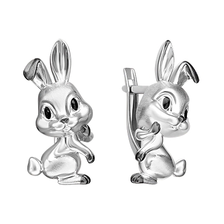 Серьги из серебра с эмалью PLATINA Jewelry арт. 02-5109-00-000-0200 - Кролики