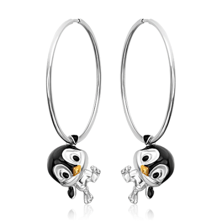 Серьги из серебра с эмалью "Пингвин" арт. 02-5152-00-000-0200 PLATINA Jewelry