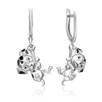 Серьги из серебра с эмалью "Долматин" арт. 02-5158-00-000-0200 PLATINA Jewelry