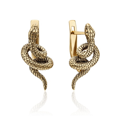 Серьги из желтого золота PLATINA Jewelry - Змейки